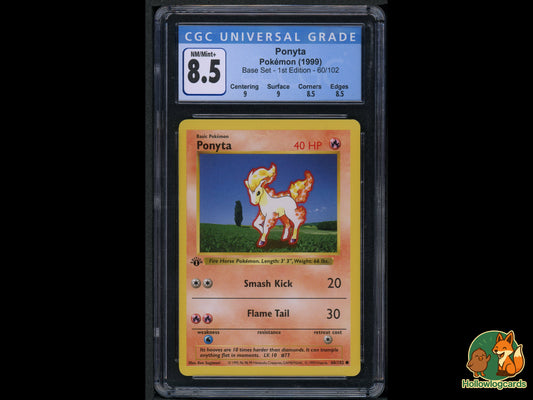 Graded 1st Edition - Ponyta - Base Set 60/102 - WOTC - CGC 8.5 - Sugimori
