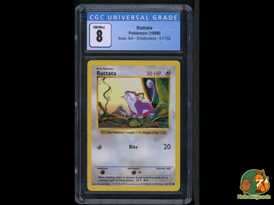 Graded Rattata - Base Set Shadowless [61/102] - CGC 8 WOTC - Arita