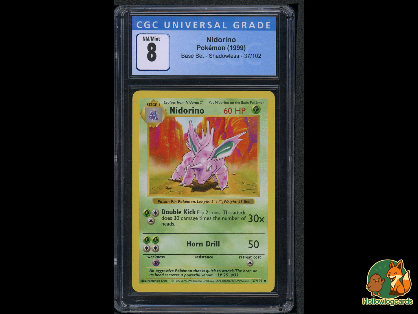 Graded Nidorino - Base Set Shadowless [37/102] - CGC 8 WOTC - Arita