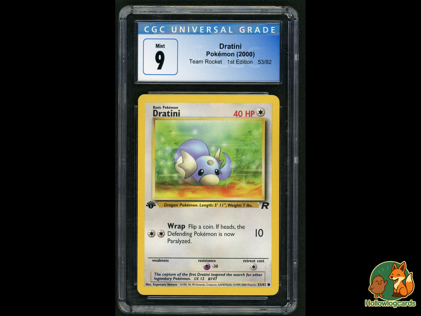 Graded 1st Edition - Dratini - Team Rocket 53/82 - WOTC - Kawaguchi CGC 9