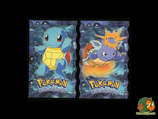 Squirtle and Wartortle - #07 and 08 - Topps -  Die-Cut Embossed