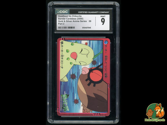 Graded Hoothoot Vs Chikorita (59) Gold & Silver Anime Series - CGC 9