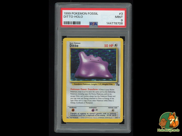 Graded Ditto Holo (3/62) - Fossil - PSA 9