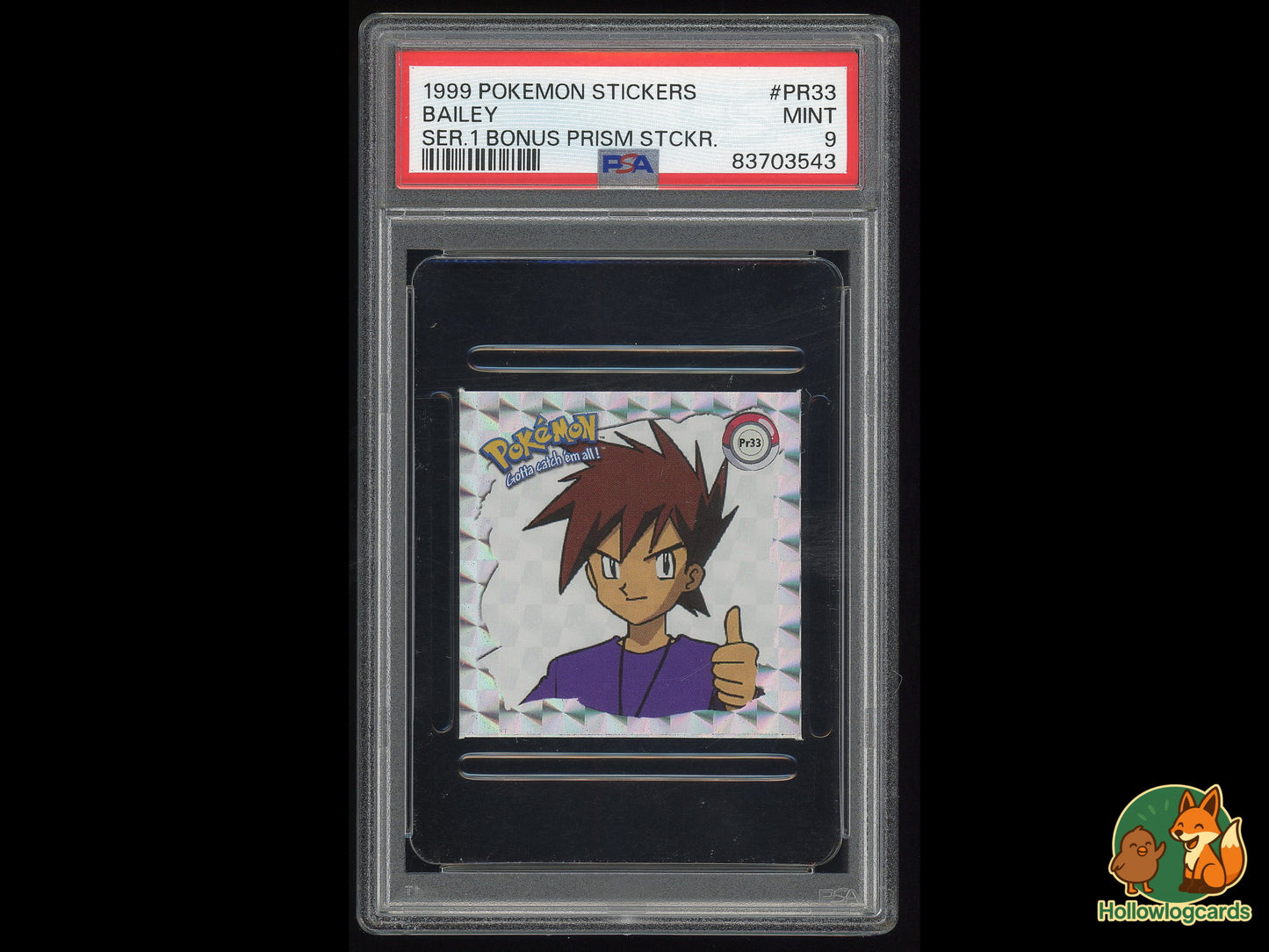 Graded Gary Oak Pokemon Stickers Bonus Prism PR33 - PSA 9