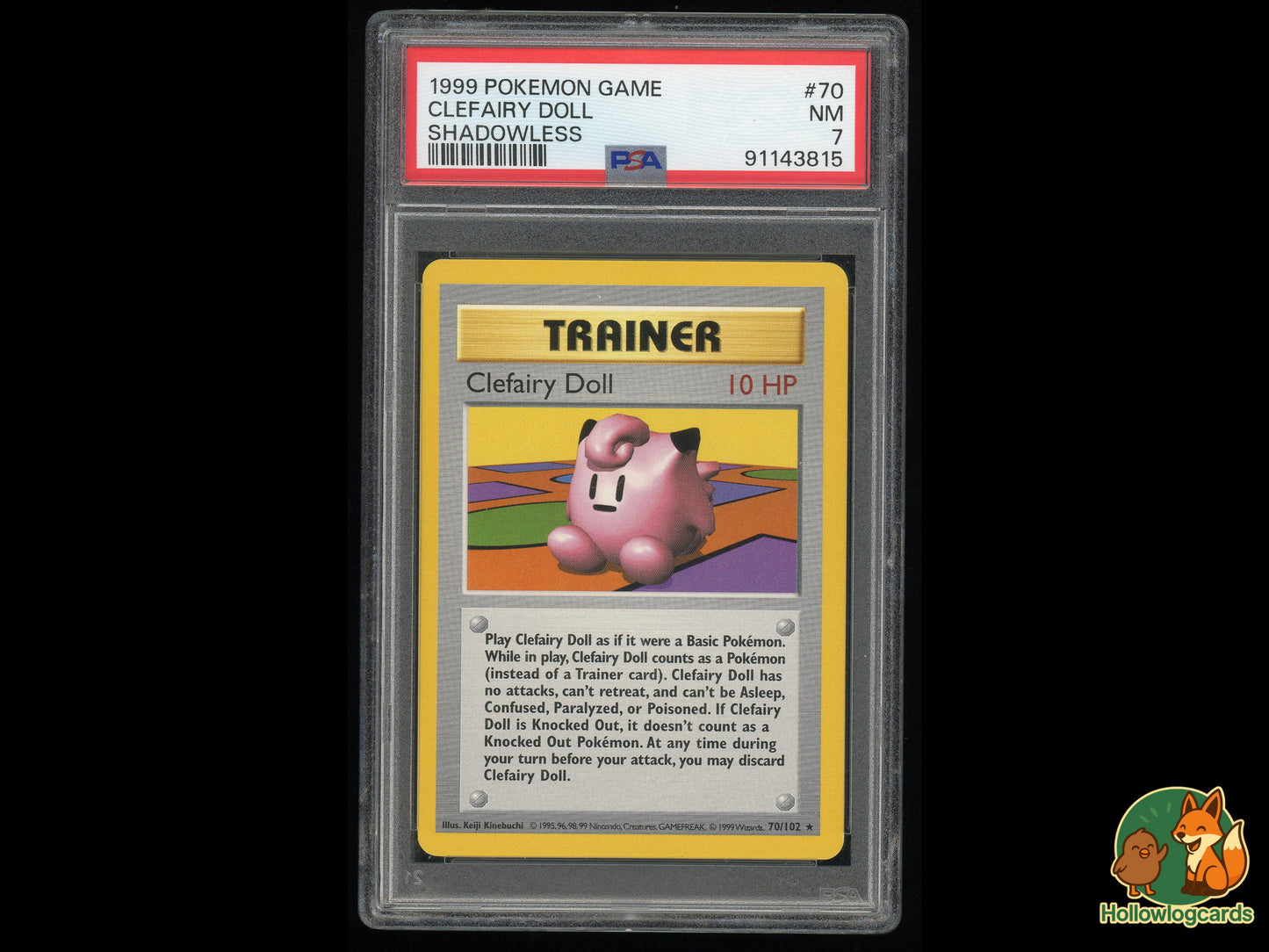Graded Clefairy Doll - Shadowless Base Set - 70/102 - Kinebuchi - PSA 7