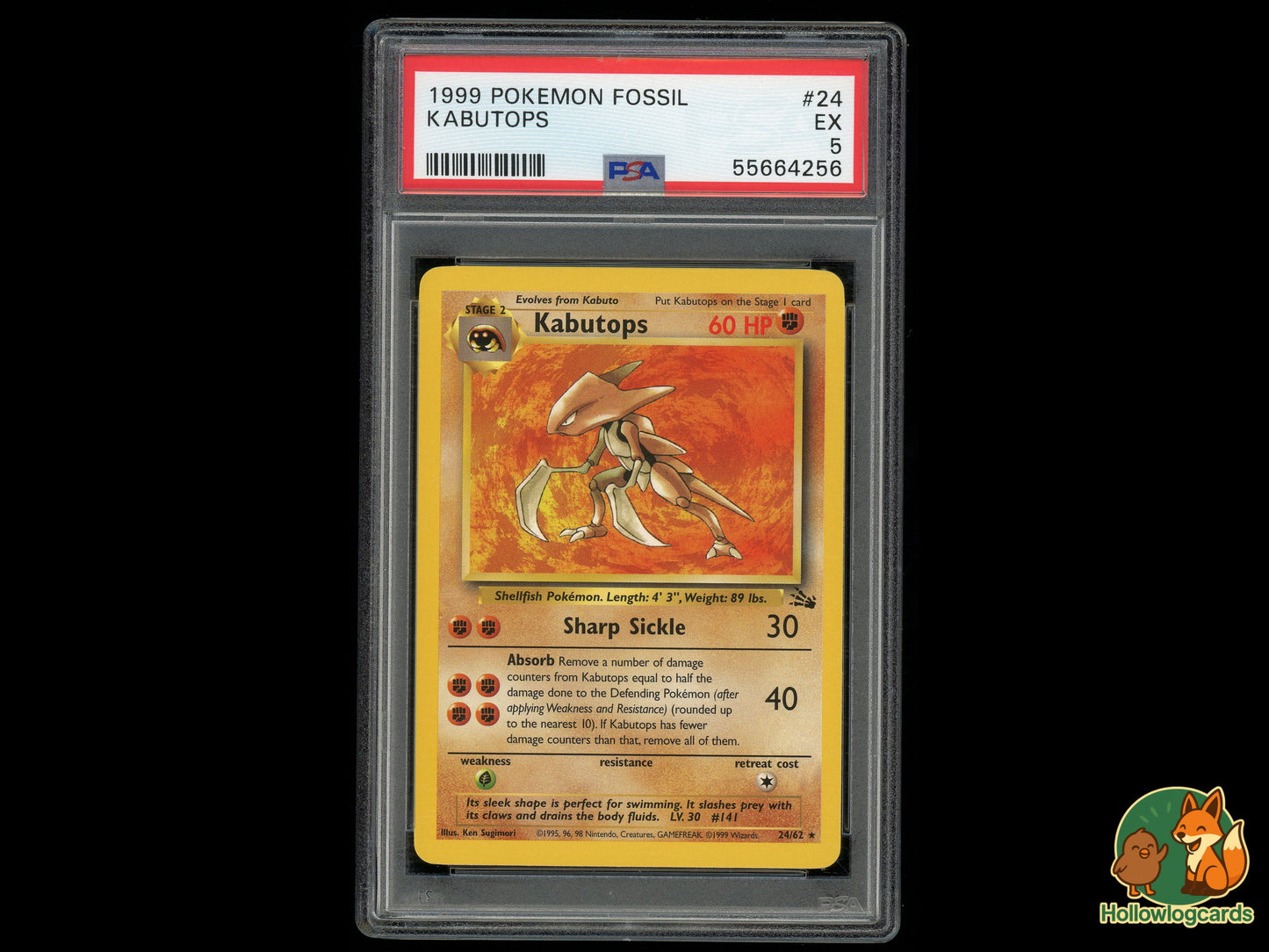 Graded Kabutops - Fossil 24/62 - Sugimori - PSA 5