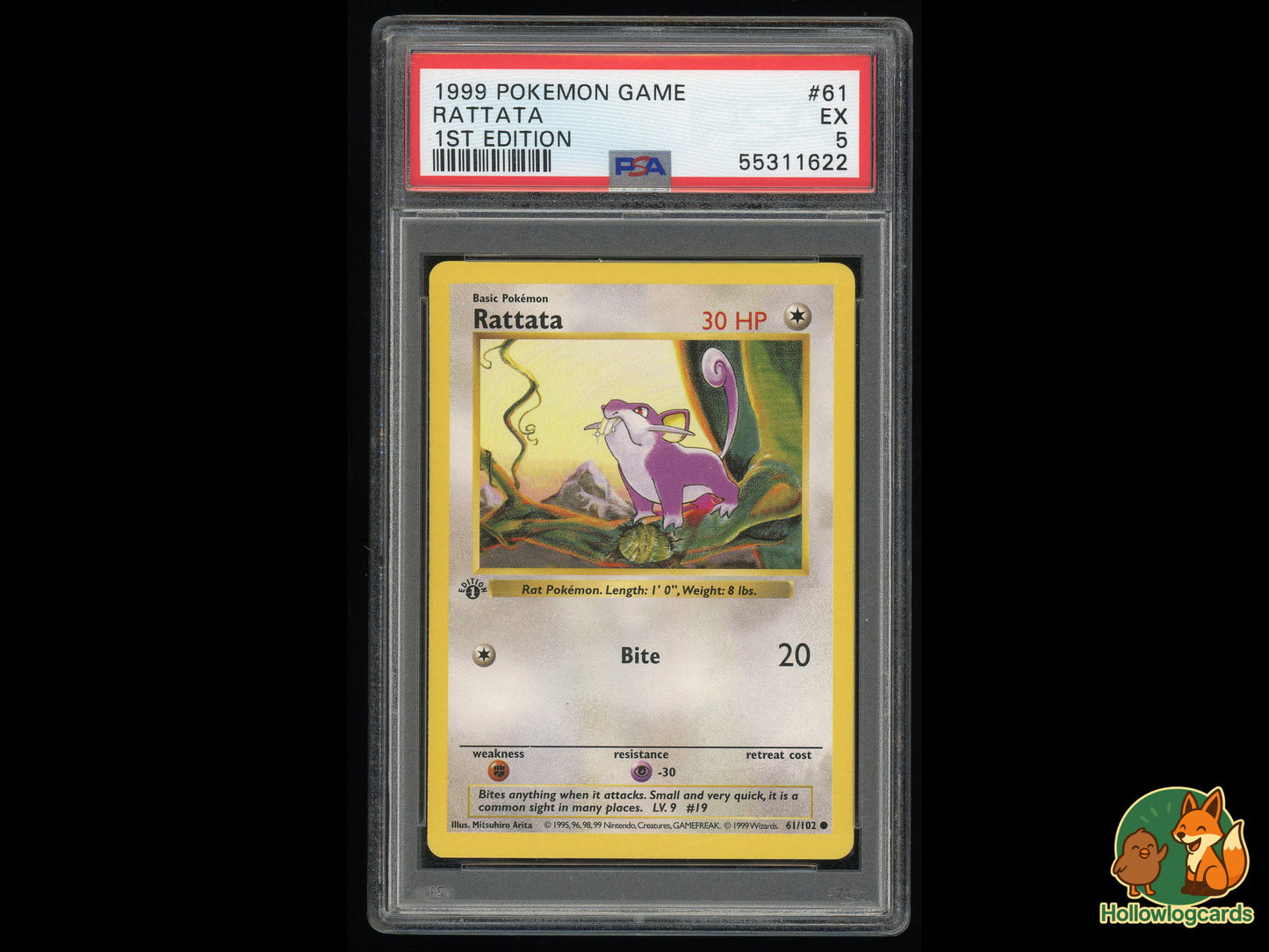 Graded 1st Edition Rattata - Base Set [61/102] - PSA 5 WOTC - Arita