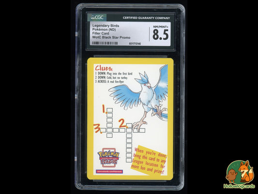 Graded Legendary Birds Filler Articuno Zapdos - WotC Black Star Promo - CGC 8.5