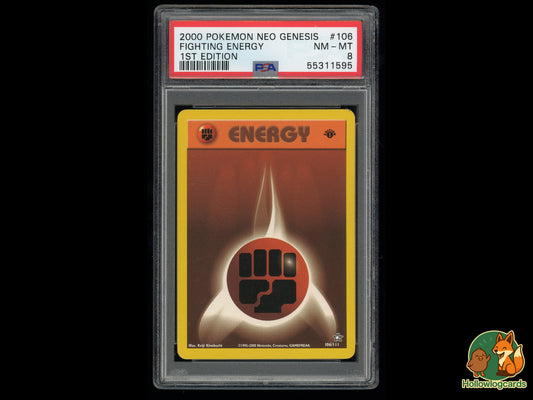 Graded 1st Edition Fighting Energy (106/111) - Neo Genesis - Neo PSA 8