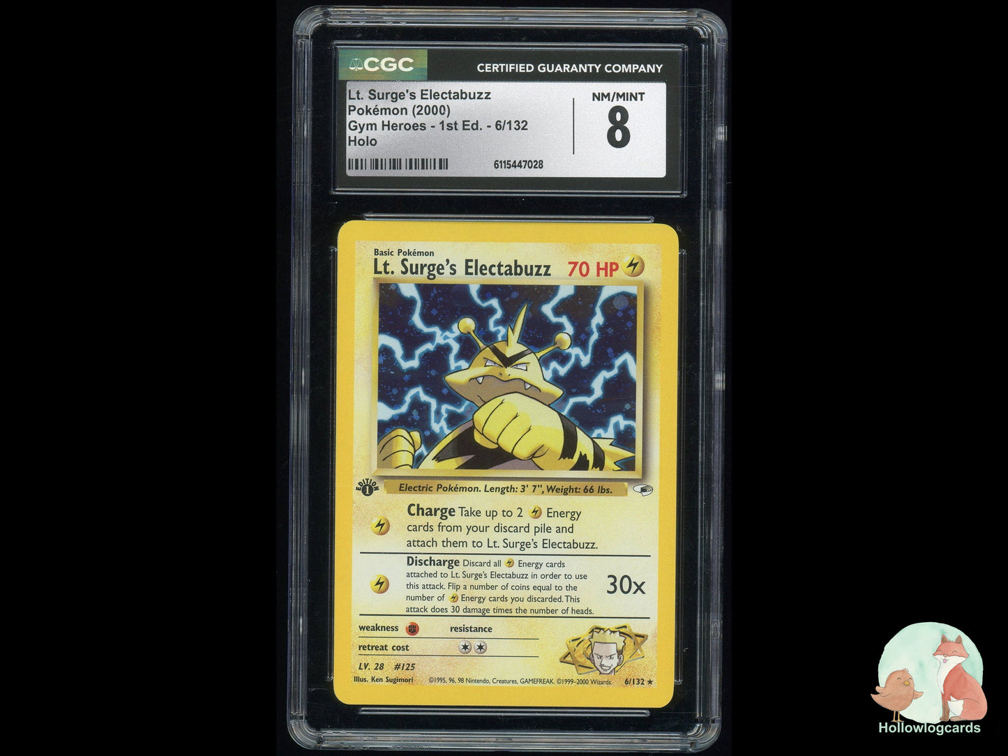 Graded 1st Edition Lt. Surge's Electabuzz (6/132) - Gym Heroes - CGC 8