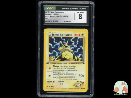Graded 1st Edition Lt. Surge's Electabuzz (6/132) - Gym Heroes - CGC 8