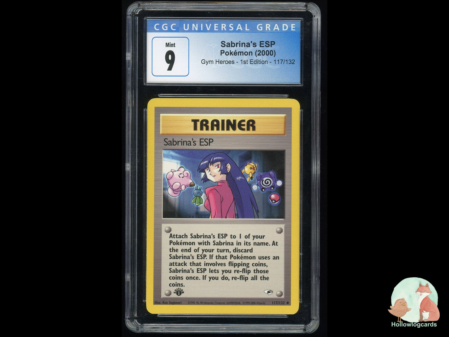 Graded 1st Edition Sabrina's Esp [Pikachu Oddish] (117/132) - Gym Heroes - CGC 9