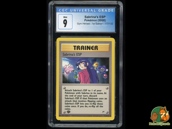 Graded 1st Edition Sabrina's Esp [Pikachu Oddish] (117/132) - Gym Heroes - CGC 9