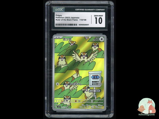 Graded Pidgey (118/108) Ruler Of The Black Flame - CGC 10 - Jap
