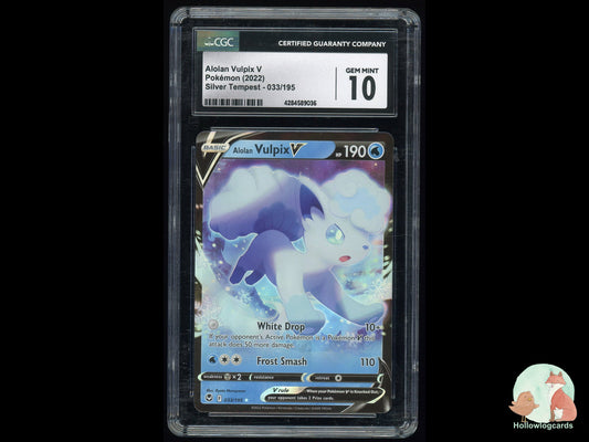 Graded Alolan Vulpix V (033/195) Silver Tempest - CGC 10