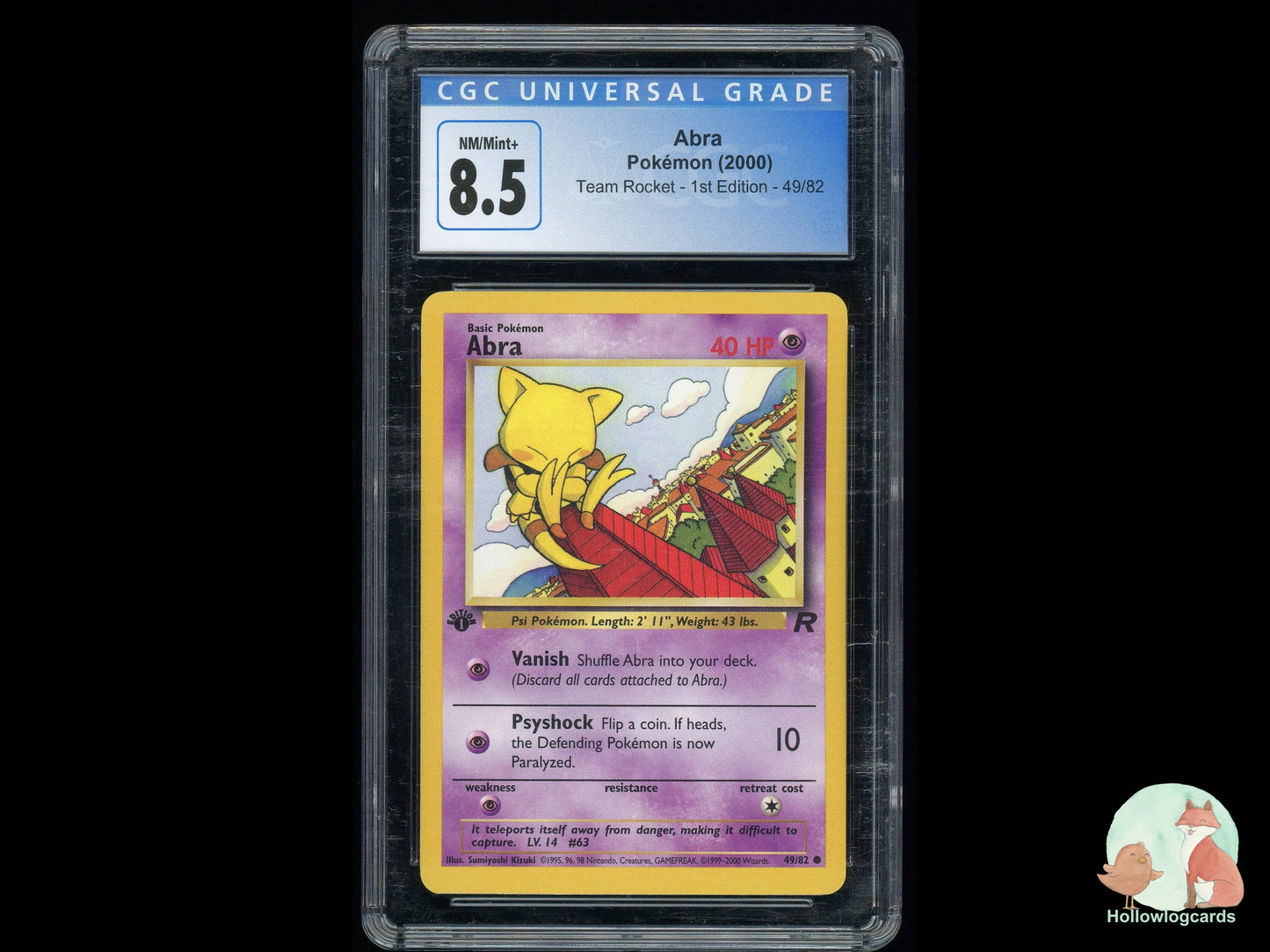 Graded 1st Edition Abra (49/82) - Team Rocket - 1st Ed. - CGC 8.5