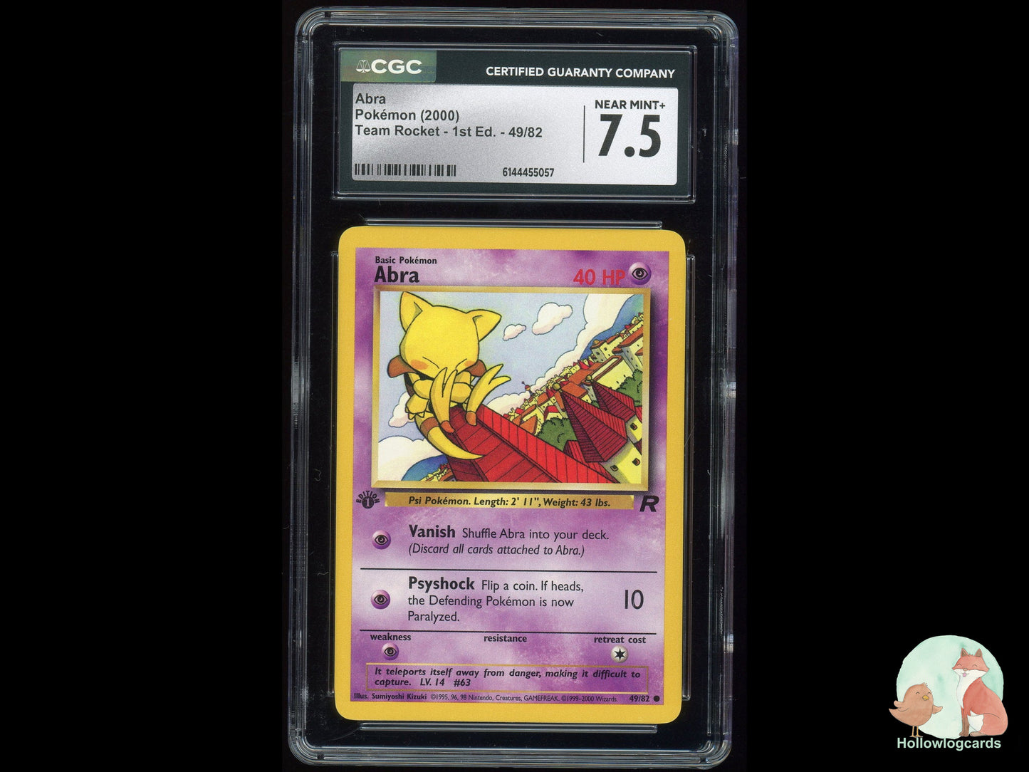 Graded 1st edition Abra (49/82) - Team Rocket - 1st Ed. - CGC 7.5
