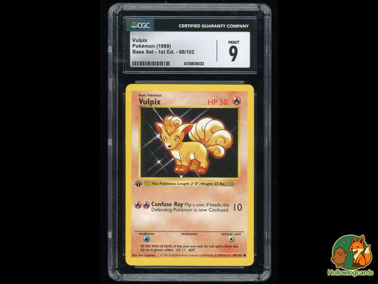 Graded 1st Edition - Vulpix - Base Set 68/102 - WOTC - CGC 9 - Sugimori