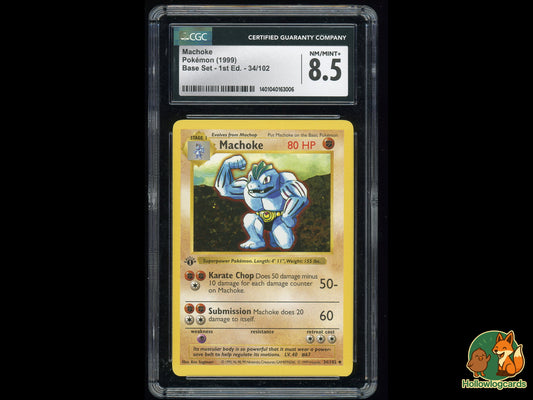 Graded 1st Edition - Machoke - Base Set 34/102 - WOTC - CGC 8.5 - Sugimori