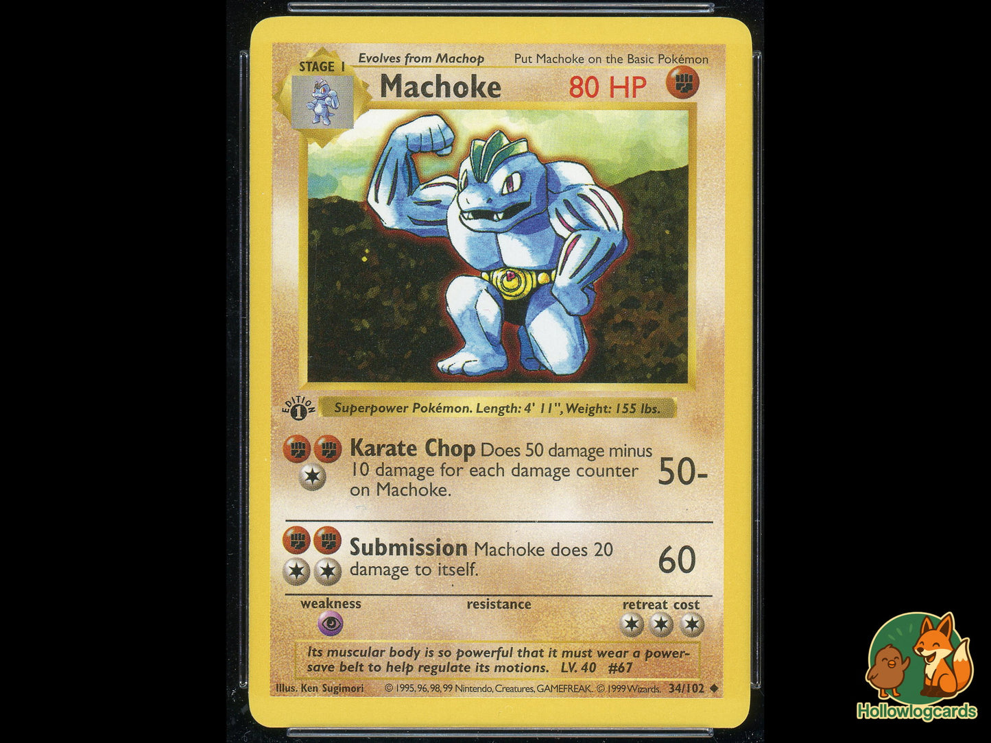 Graded 1st Edition - Machoke - Base Set 34/102 - WOTC - CGC 8.5 - Sugimori