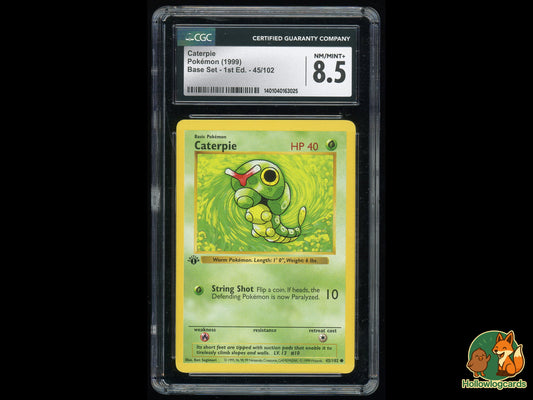 Graded 1st Edition - Caterpie - Base Set 45/102 - WOTC - CGC 8.5 - Sugimori