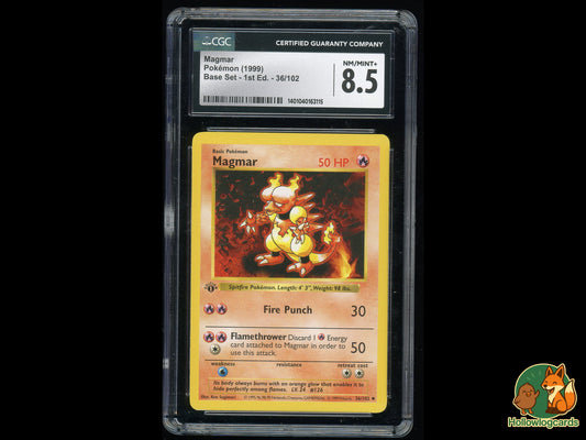 Graded 1st Edition - Magmar - Base Set 36/102 - WOTC - CGC 8.5 - Sugimori