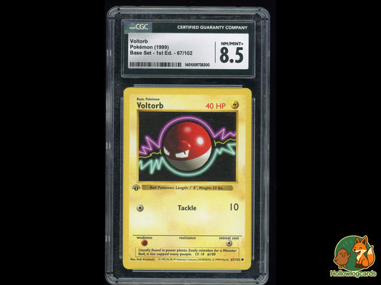 Graded 1st Edition - Voltorb - Base Set 67/102 - WOTC - CGC 8.5 - Kinebuchi