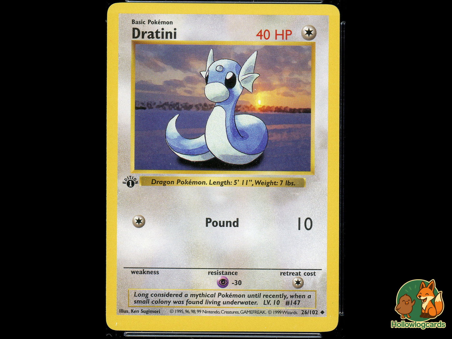 Graded 1st Edition - Dratini - Base Set 26/102 - WOTC - CGC 8 - Sugimori