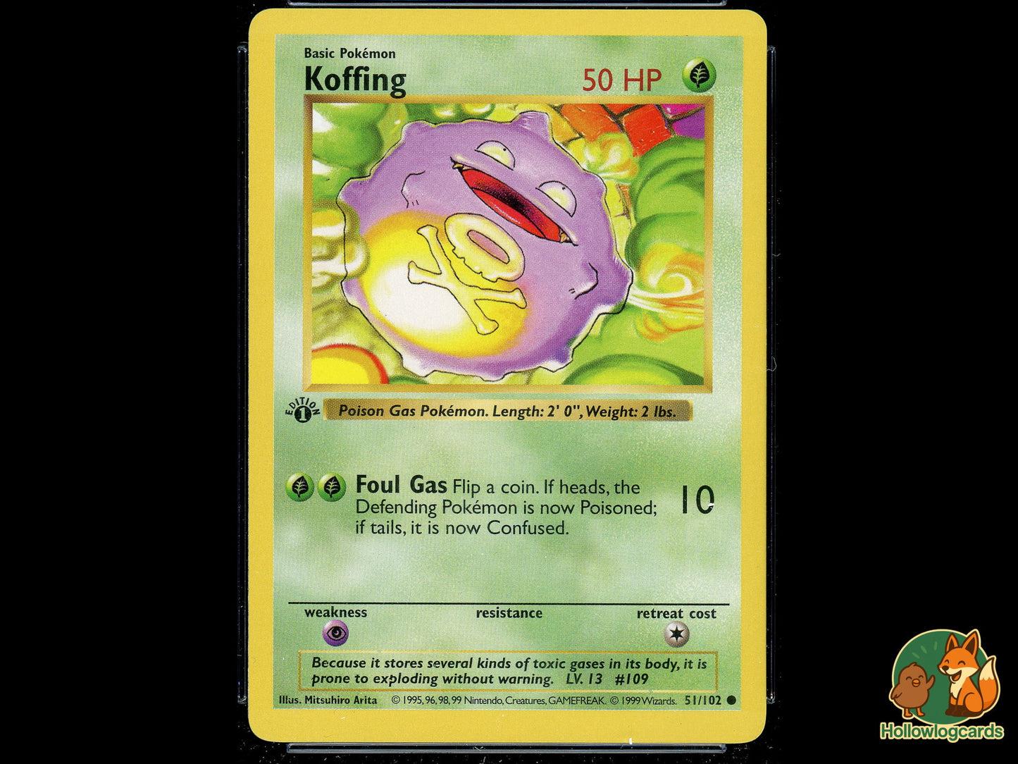 Graded 1st Edition - Koffing - Base Set 51/102 - WOTC - CGC 8 - Arita