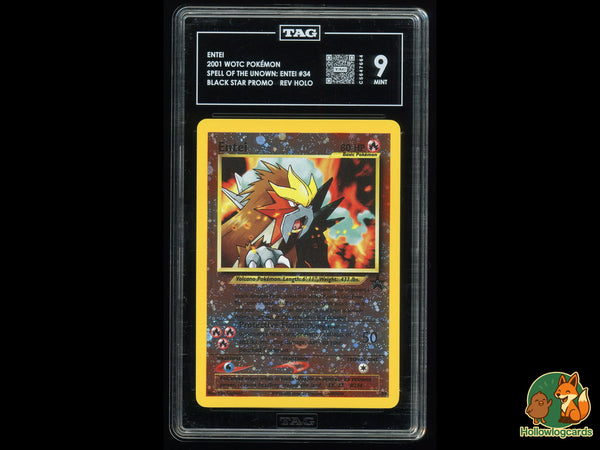Graded Entei (34) Reverse Holo - WOTC Black Star Promo - TAG Mint 9