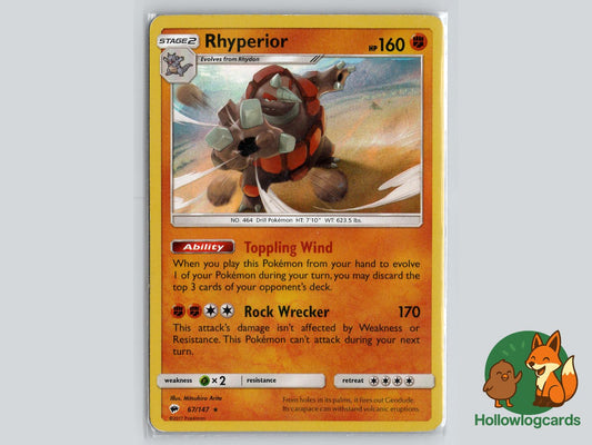 Rhyperior (67/147) - Burning Shadows Pokémon Card