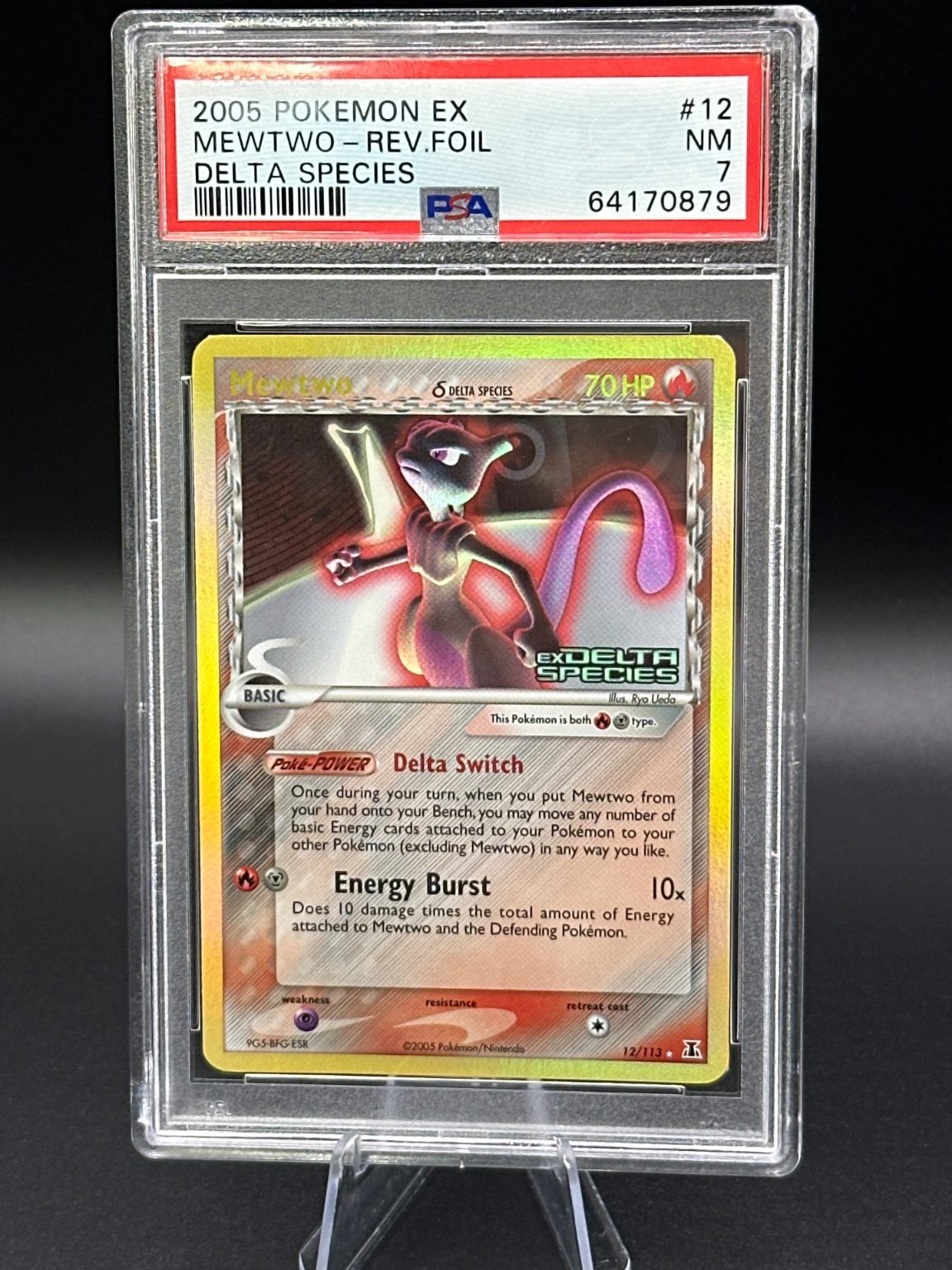 Graded - MEWTWO DELTA SPECIES - Stamped Rev holo - PSA 7