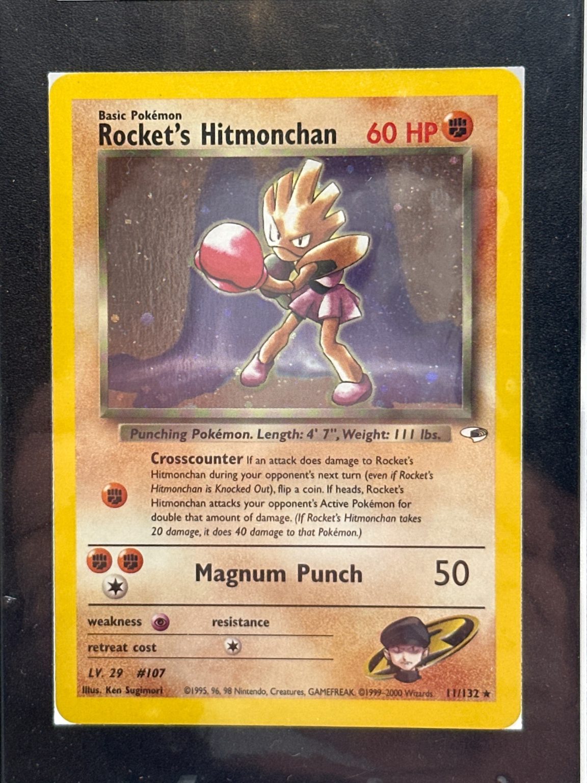 GRADED Rocket's Hitmonchan - Holo Gym Heroes 7/132 - WOTC - Vintage - Sugimori SGC 7