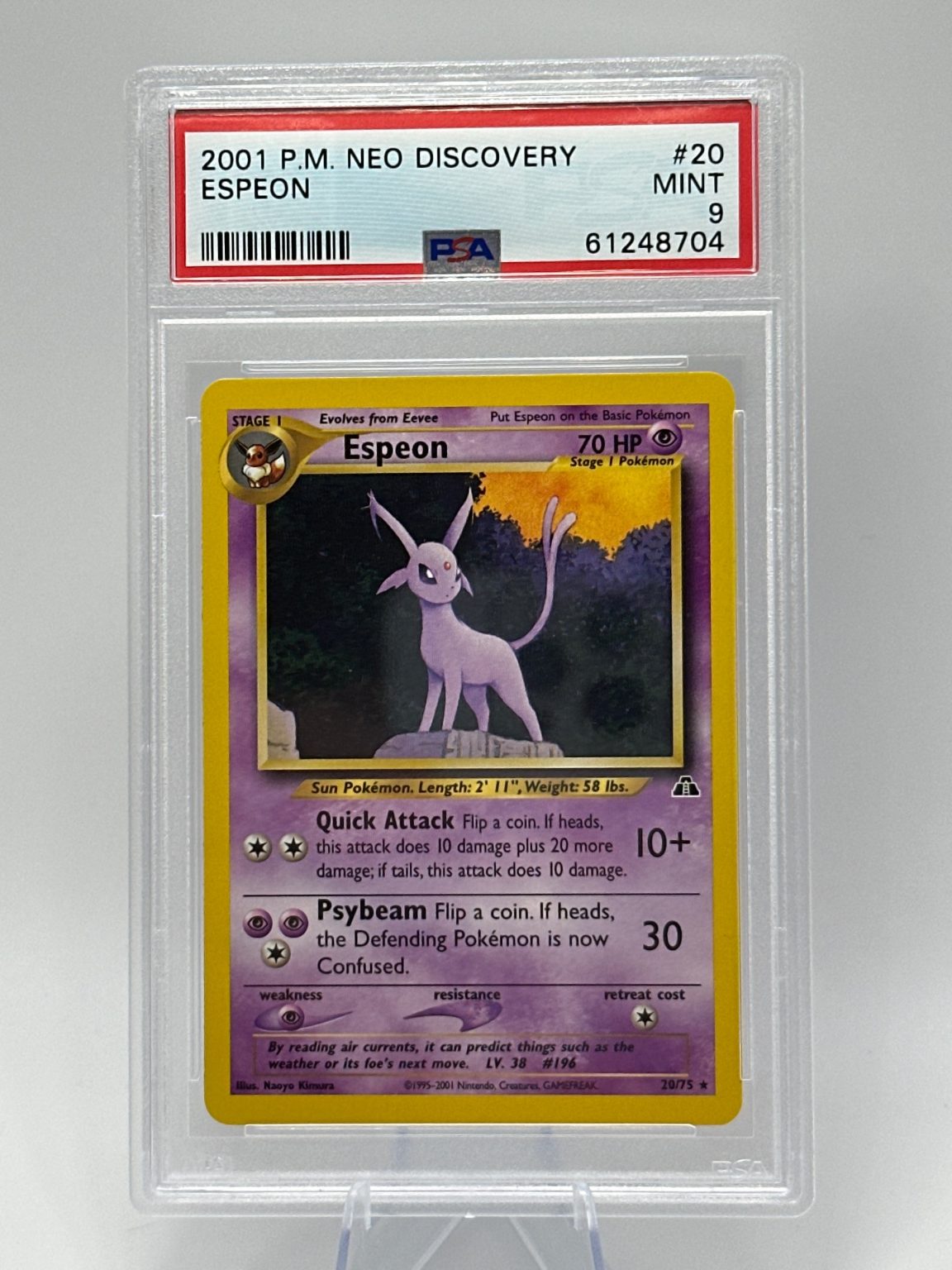 Graded - Espeon - Neo Discovery 20/75 - WOTC - Vintage - Kusajima - PSA 9