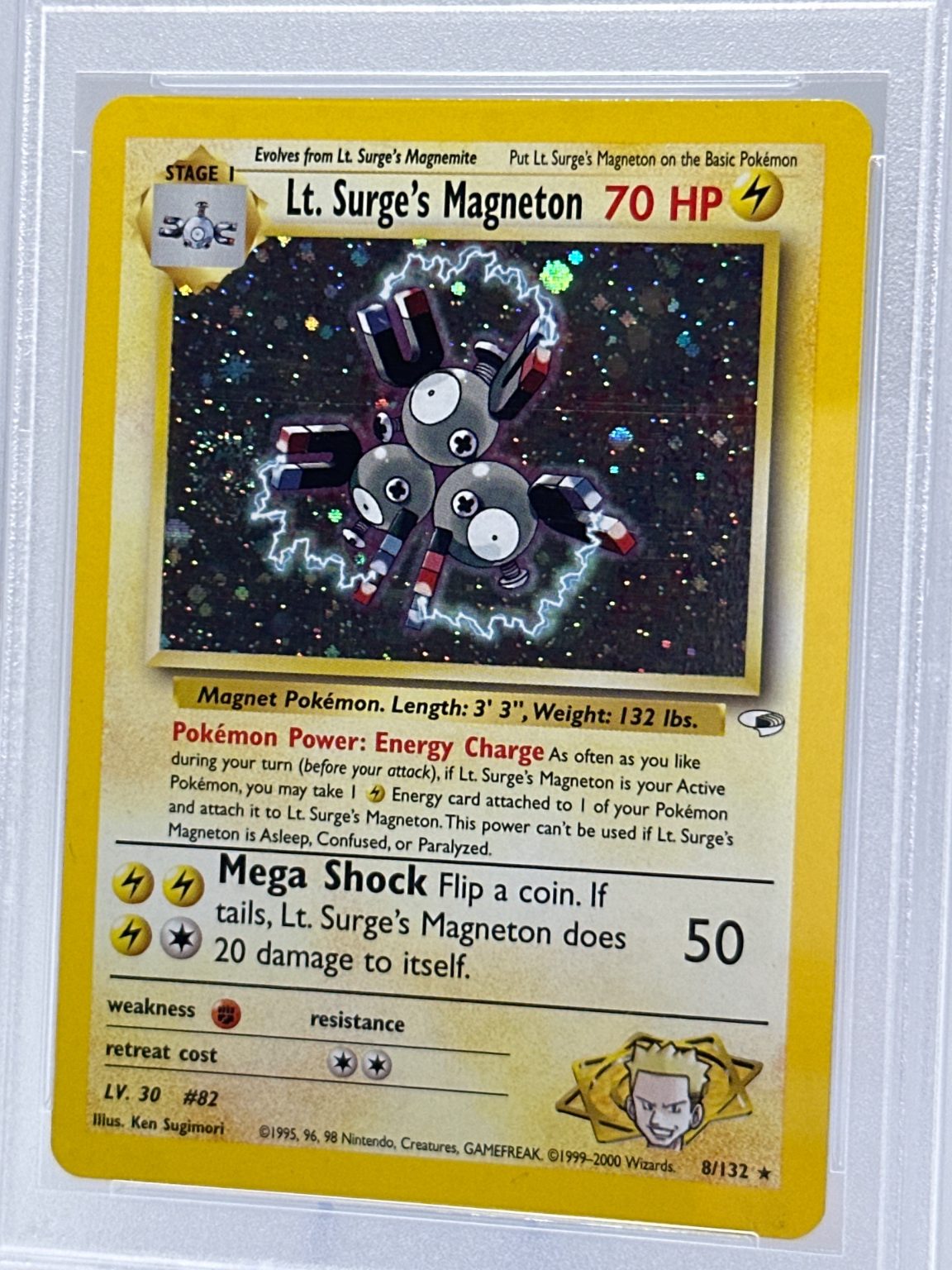 Graded - Lt. Surge’s Magneton - Gym Heroes 8/132 - WOTC - Vintage - Kusube - PSA 7