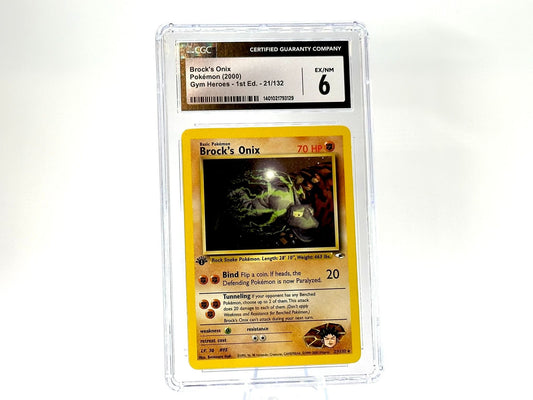 Graded - 1st Edition - Brock's Onix - Gym Heroes [21/132] - 2000 WOTC - Sugimori