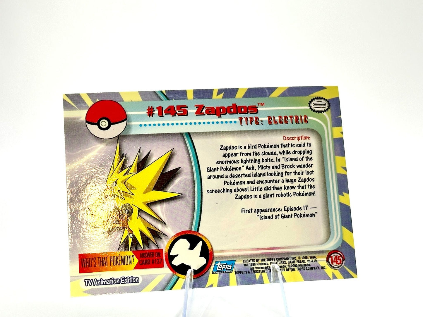 Zapdos - HOLO CHROME [145] - Topps - 1999 - Vintage