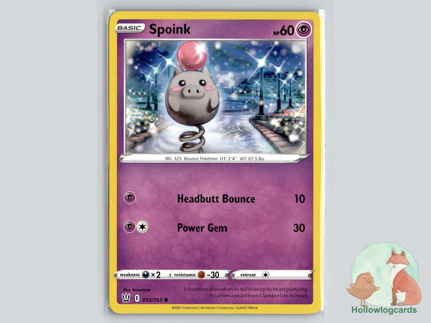 Spoink (055/163) - Battle Styles Pokémon Card