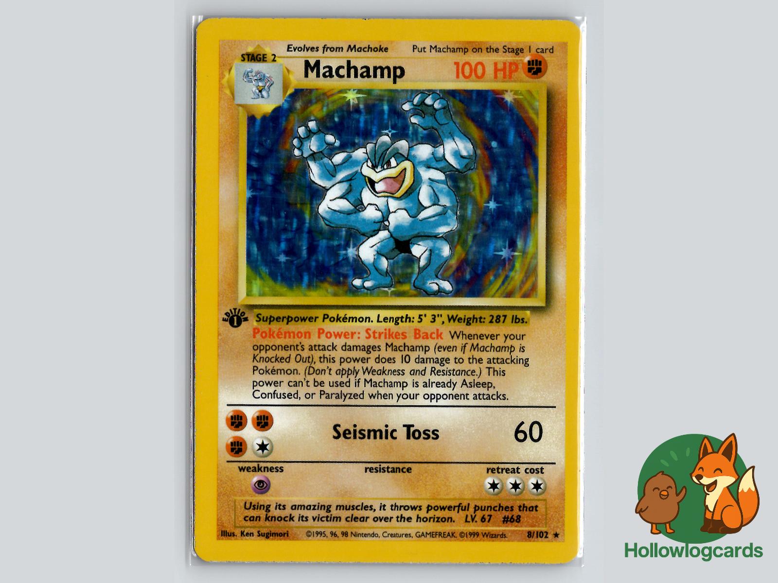 1st Edition Machamp (8/102) - Base Pokémon Card