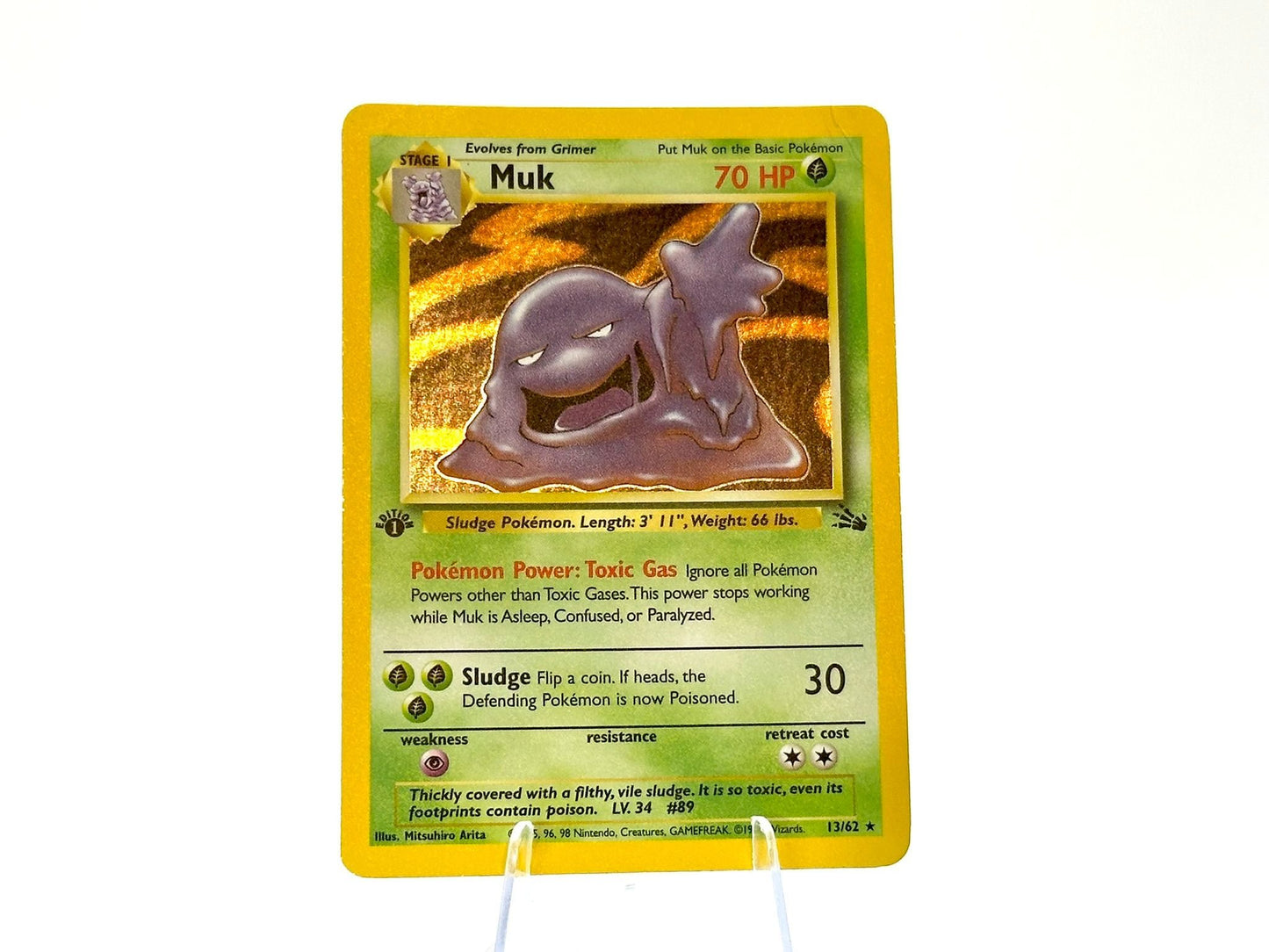 1st Edition - Muk - HOLO Fossil 13/62 - WOTC - Arita