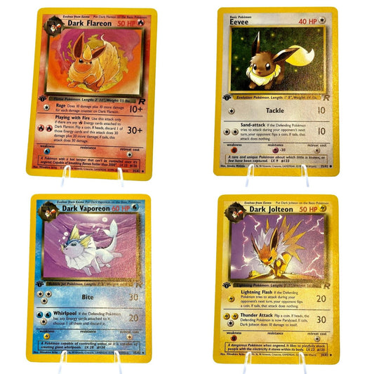 1st Edition Eevee + Dark Flareon, Jolteon, and Dark Vaporeon - Team Rocket WOTC