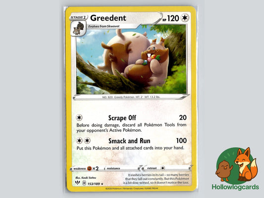 Greedent (153/189) - Darkness Ablaze Pokémon Card