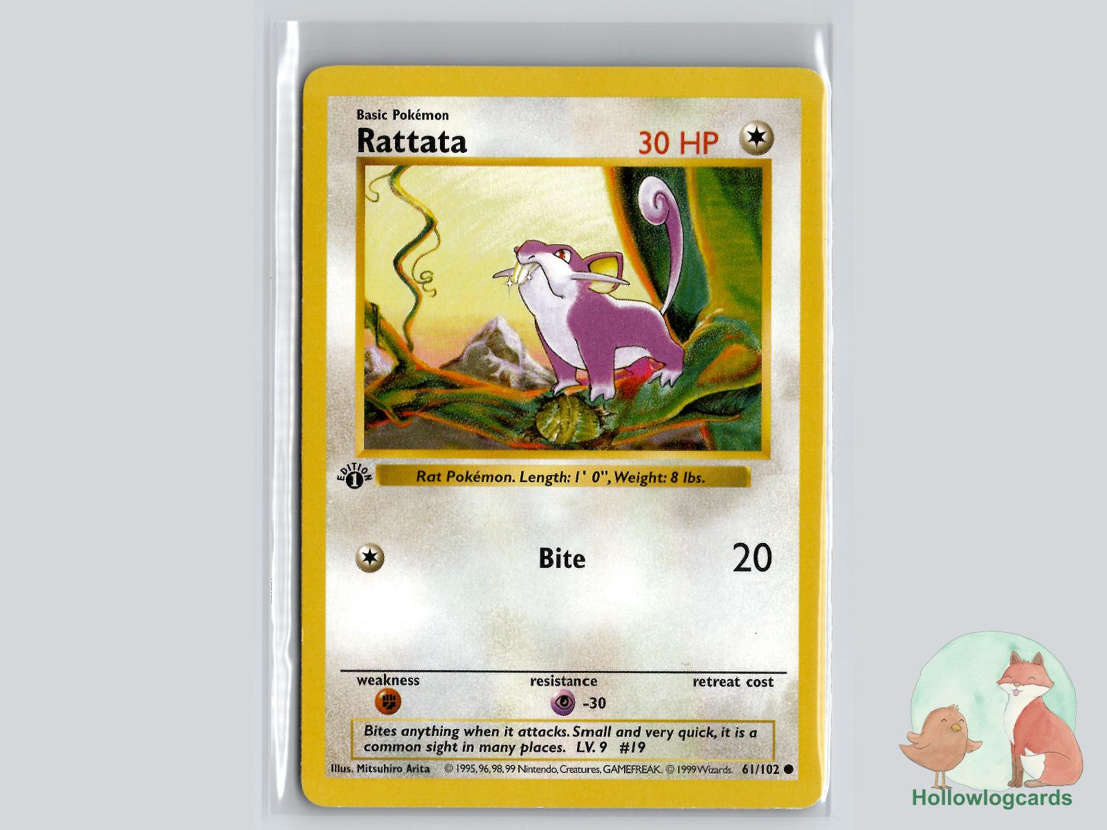 1st Edition Rattata (61/102) - Base Pokémon Card