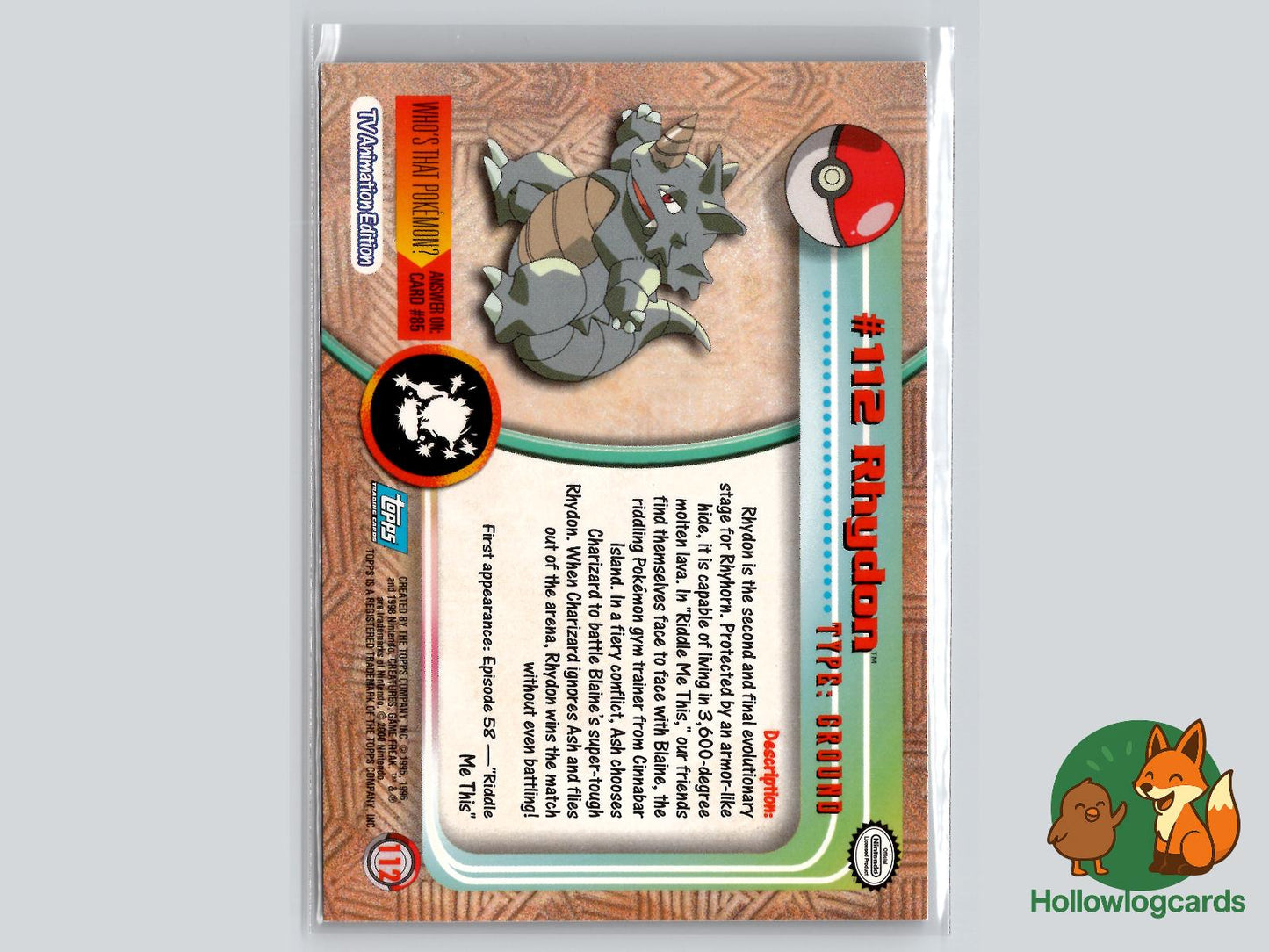 Rhydon (#112) - Topps Trading Cards Series 2
