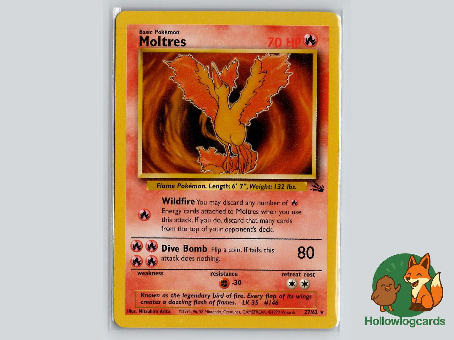 Moltres (27/62) - Fossil Pokémon Card