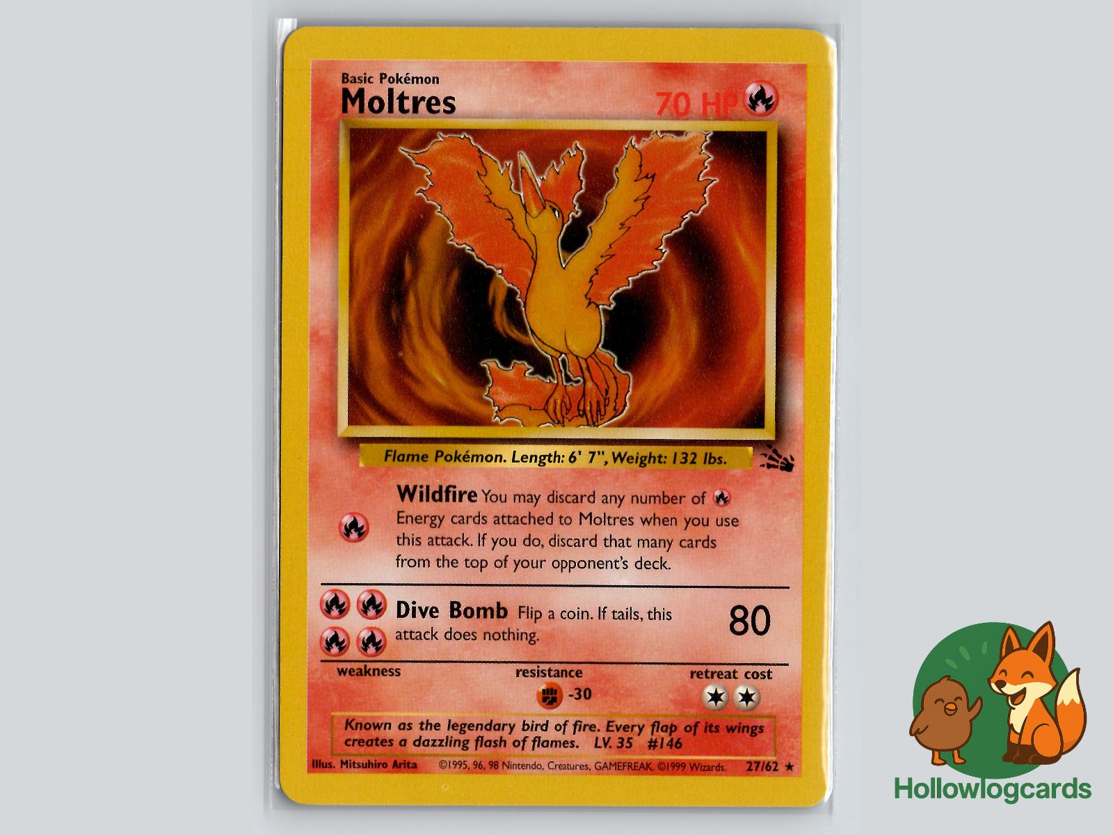 Moltres (27/62) - Fossil Pokémon Card