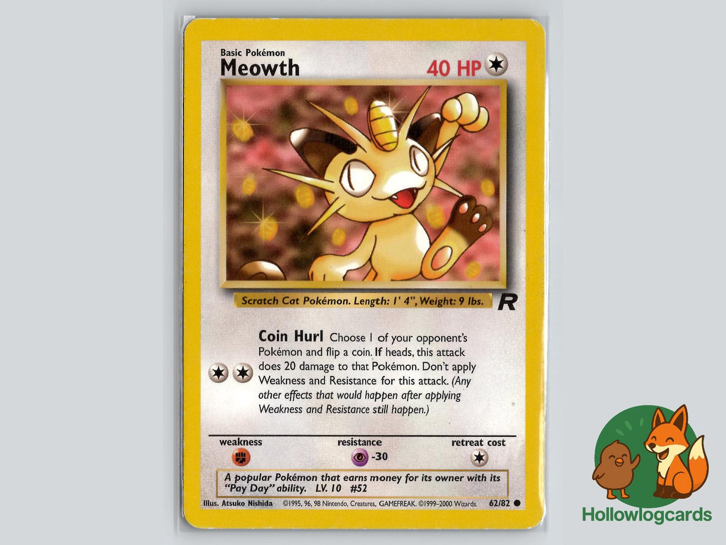Meowth (62/82) - Team Rocket Pokémon Card