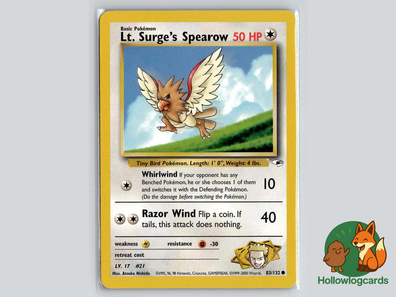 Lt. Surge's Spearow (83/132) - Gym Heroes Pokémon Card