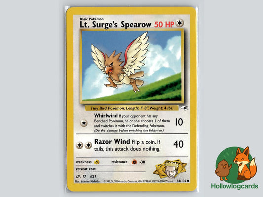 Lt. Surge's Spearow (83/132) - Gym Heroes Pokémon Card