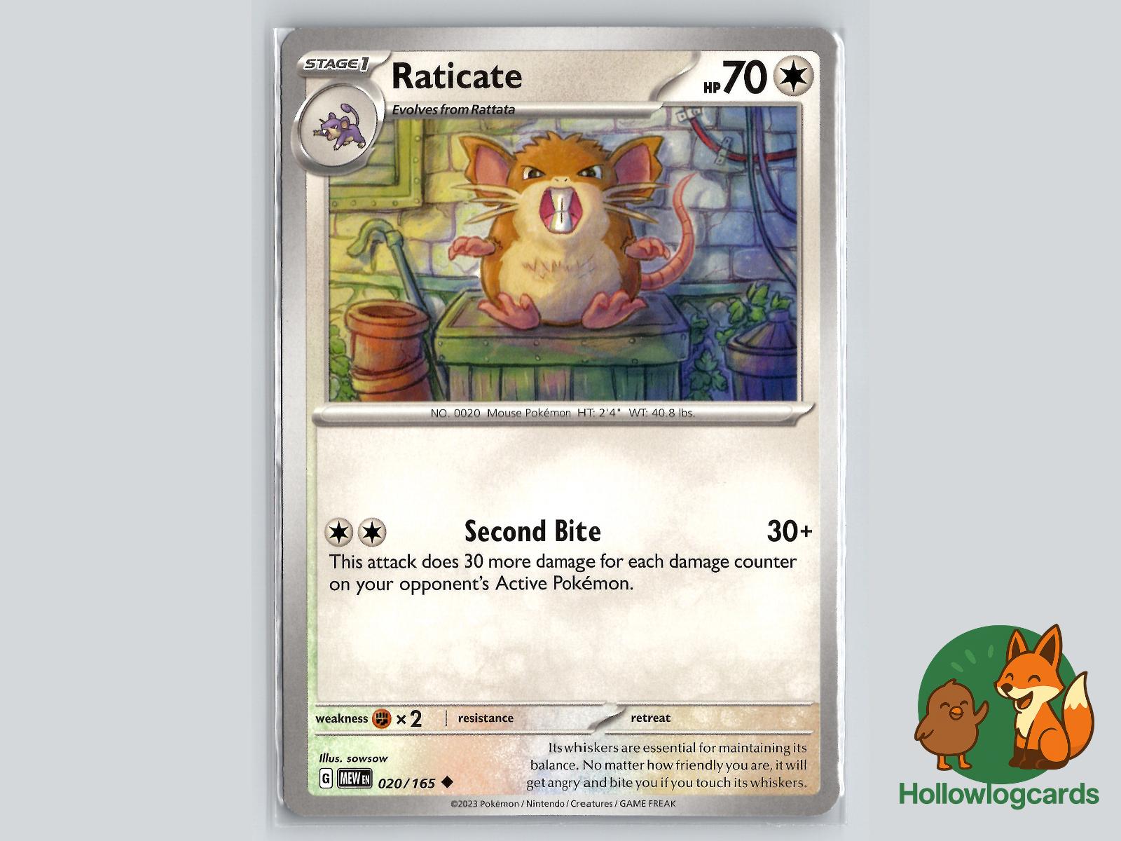 Raticate (020/165) - 151 Pokémon Card
